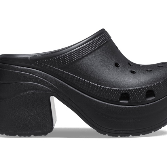 NEW Crocs Womens Classic Siren EVA Heel Platform Clog Black Noir or Bone Size 8 - Picture 5 of 10